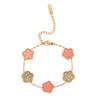 Comercio Electrónico Transfronterizo Pulsera de Acero Inoxidable con Flor de Cinco Pétalos y Nácar Chapado al Vacío 18K Pulsera que No se Desvanece