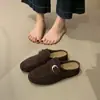 Zapatos retro semiabiertos para mujer, nuevo lanzamiento otoño 2026, punta redonda, suela gruesa, zapatos sin cordones, a la moda, versátiles, zapatos casuales de un solo color, modernos