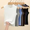 Chal de estilo coreano transfronterizo para mujer, Ropa exterior de verano, Cuello alto acanalado negro, Top sin mangas chic único de alta gama, Hombros descubiertos