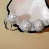 Brincos de pérola com zircônia flash anel de pérola ajustável de luxo leve miçangas de concha moda para o dia a dia terno versátil feminino atacado