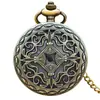 Reloj de Bolsillo Vintage de Bronce con Flor Doble de Ocho Pétalos para Hombres y Mujeres Reloj de Bolsillo de Cuarzo Reloj Grande Colgante Reloj de Regalo Reloj de Bolsillo Simple Creativo