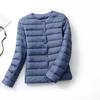 Nueva Chaqueta Ligera de Plumas con Cuello Redondo 2025 para Mujer, Plumón de Pato Blanco, Estilo Corto sin Cuello, Capa Interior Fina para Otoño e Invierno, Mangas Largas