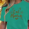 Camiseta casual de manga corta con cuello redondo para mujer, impresa en algodón, estilo europeo, americano y del sudeste asiático