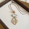 Collar colgante de resina y ratán transfronterizo europeo y americano, cadena para la clavícula de diseño nicho, estilo vintage, accesorio para mujer inspirado en las vacaciones