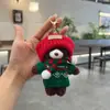 Pingente de Urso de Pelúcia de Natal Fofo Chaveiro do Urso Duffy Presente de Casal de Natal Boneco de Desenho Animado Pingente de Bolsa