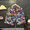 Shorts de 5 Pontos Masculino Tendência Estampa de Desenho Hip-Hop Calça Larga Casual Solta Calça de Praia Havaiana Calça de Secagem Rápida