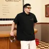 Camisa Polo Bordada com Desenho Plus Size de Manga Curta, Caimento Solto, Marca da Moda, Roupa Masculina Tamanho Grande, Camisa Polo de Manga Meia-Manga com Toque Refrescante