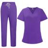 Dropshipping Transfronteiriço Roupa Cirúrgica Elástica de Secagem Rápida Verão Fina Roupas de Trabalho para Médico Decote V Roupa de Enfermeira Conjunto Dividido