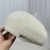 Boina para Niños Otoño e Invierno Estilo Japonés Mostrando la Cara Sombrero Pequeño con Pinturas Tendencia 2024 Nuevo Conejo de Pelo Grande Gorra de Pliegues Tejida