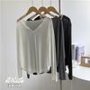 Ropa con protección solar de manga larga y cuello en V para mujer, estilo perezoso, ropa de baile, yoga, holgada, casual, ropa de práctica, blusa transparente para mujer