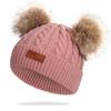 Conjunto de Gorro y Bufanda de Otoño e Invierno para Niños Gorro de Lana Tejida Juego para el Cuello Cálido Gorro con Pompon de Piel Bufanda Conjunto de Dos Piezas Forro Polar
