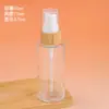 Frasco de vidro fosco transparente com tampa de anel de bambu, frasco de loção de alta qualidade com cabeça de bomba, frasco dispensador de amostra cosmética