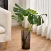 Jarrón Recto de Acrílico Transparente, Cubo de Flores de Lujo Ligero, Jarrón de Bambú para Agua Profunda, Decoración Moderna para Sala de Estar, Florero de Pie