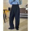 Pantalones casuales de cintura alta, pierna ancha, sueltos y ligeros, estilo coreano, de diseñador, con textura plisada, para mujer, novedad de verano