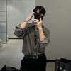 Camisa para Hombre Yuppie Británico Camisa de Manga Larga para Hombre de Alta Gama Gris Estilo Maduro Ligero Traje con Camisa Trendy Oversize