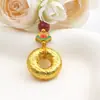 Chaveiro banhado a ouro de alta qualidade que não desbota, novo pingente de paz "Cem Bênçãos" estilo chinês, acessório para bolsa, presente de chaveiro para homens e mulheres