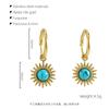 2023 nuevos pendientes de acero inoxidable turquesa azul retro de moda europea y americana, diseño de pendientes de girasol de temperamento simple