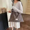 Bolsa Tote Xadrez Preguiçosa para Mulheres, Grande Capacidade, Versátil para o Dia a Dia, Bolsa de Mão Retrô, Nova Estampa de Lona 2026, Bolsa de Compras