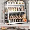 Nuevo Estante de Almacenamiento de Cocina de Acero Inoxidable para Encimera, Organizador Multifuncional para Aceite, Sal, Salsa, Vinagre, Frascos de Condimentos y Portacuchillos