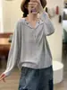 Cardigan Bordado de Algodão e Linho com Gola Lapela para Mulheres, Coleção Nova Primavera/Verão 2026, Estiloso, Casual, Solto, Leve, Casaco para Ar Condicionado