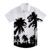 Camisa de Manga Corta de Verano con Estampado Digital 3D Transfronterizo de Playa Hawaiana con Hojas de Coco Cuello Solapa Ropa para Niños Pequeños y Medianos