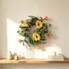 Corona de flores silvestres de primavera transfronteriza, colgante para corona de puerta, decoración del hogar, plantas artificiales, corona de primavera, colgante de puerta festivo