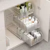 Estante de almacenamiento de múltiples niveles extraíble debajo del mueble de baño y el lavabo