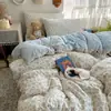 Juego de ropa de cama de cuatro piezas de algodón puro Clase A, grado madre e hijo, sábana para dormir sin ropa y funda de edredón, juego de tres piezas con faldón de cama de estilo ins para dormitorio