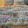 Conjunto de Roupa de Cama de Quatro Peças Milk Velvet Novo de Alto Peso, Extra-Espesso, Macio e Fofo - Estilo Fair Isle