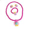 Joyería transfronteriza para niños de primaria, collar de perlas, pulsera de flor de girasol, anillo, clip para la oreja, juego de cuatro piezas al por mayor