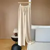 Pantalones de pierna ancha de cintura alta, elegantes, de lana virgen australiana, para otoño e invierno, pantalones casuales suaves tipo nube de pierna recta