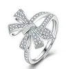 Anillo de plata con circonio de diamante rectangular de lazo abierto, encanto de personalidad retro, anillo de mariposa de diamante precioso