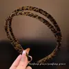 Diadema Retro de Ante con Estampado de Leopardo Diseño de Diadema Simple Cómodo Pequeña Etiqueta Dorada Pinza para el Cabello Pinza Coreana para el Cabello