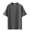 Nuevo Top Unisex de Manga Corta con Tres Rayas de Lyocell Estilo Pareja Simple Cuello Redondo Camiseta Casual
