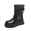 Hebilla de cinturón estilo europeo y americano, tacón grueso, botas tipo Martin para mujer, moda otoño 2026, botines de suela gruesa Melard