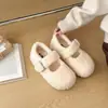 Zapatos de Algodón para Mujer Estilo Coreano Suela Suave Corte Bajo Suela Gruesa Zapatos Mary Jane con Tacón Oculto Zapatos de Algodón Cálidos con Piel