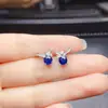 Venta al por mayor de fábrica Pendientes Populares de Zafiro Natural Plata S925 Incrustados Piedra Principal 5*5 Joyería de Lujo Venta Directa de Fábrica