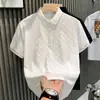 Camiseta de Manga Corta para Hombre Moda Lujo Ligero Jacquard Casual Camisa POLO Top Versátil Juventud Corte Delgado Cuello Polo Atractivo Transpirable