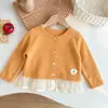 Nuevo Cárdigan Elegante para Bebé Niña Otoño 2026, Conjunto de Otoño Súper Lindo para Bebé, Abrigo de Punto Patchwork de un Solo Botón