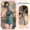 Chao Mu Roupa Íntima Sexy Amuleto Cobra Verde Cheongsam cos Sexy Vestido Rede Quadril Perspectiva Seda Vestido de Noite qqny