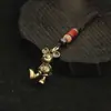 Llavero Retro de Dibujos Animados de Latón de Mickey Mouse Colgante de Cuerda Trenzada Hecho a Mano Rata del Zodiaco Adorno para Llave de Coche