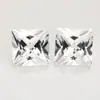 Gema Sintética 12 # Corindón Blanco Corte Princesa Piedra Suelta Cuadrada Ángulo Recto Facetado Blanco Transparente Corindón Dureza 9.