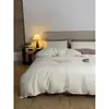 Conjunto de cama de quatro peças 100% algodão, algodão lavado, respirável, confortável, inspirado em dopamina, design vibrante color-block, disponível para dropshipping