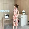 Cheongsam de Alta Gama Transfronterizo Nuevo Estilo Joven Sexy Elegante Adelgazante Nuevo Vestido de Estilo Chino para Mujer