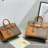 Bolsa Platina Bicolor com Couro Estampado de Palmeira Ep de Duas Camadas (H13-2530Bk)