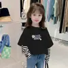 Conjunto de Dos Piezas para Niños de Primavera y Otoño, Cuello Redondo, Camiseta de Manga Larga de Algodón Puro, Camiseta Básica para Niñas, Atuendo Casual de Otoño para Bebés