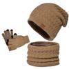9603 novo chapéu de malha masculino europeu e americano inverno quente chapéu com forro de lã conjunto de cachecol à prova de frio chapéu de lã pullover