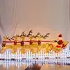 Decoraciones Navideñas Grandes en el Centro Comercial, Hermosas Escenas de Exhibición, Adornos Luminosos de Reno y Trineo con Purpurina Navideña