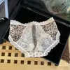 Bragas Sexy de Encaje con Estampado de Leopardo y Malla con Lazo Hueco, Estilo Europeo y Americano de Lujo Ligero, Lencería de Puro Deseo
