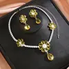 Collar de Novia con Flor, Collar de Cobre con Circonita Incrustada de Lujo Ligero, Conjunto de Moda Estilo Europeo y Americano, Accesorios para Vestido de Noche de Banquete